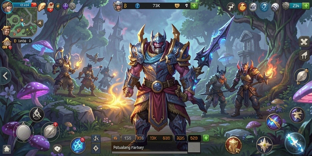 Tangkapan layar gameplay 73K dengan aksi RPG yang mendebarkan.