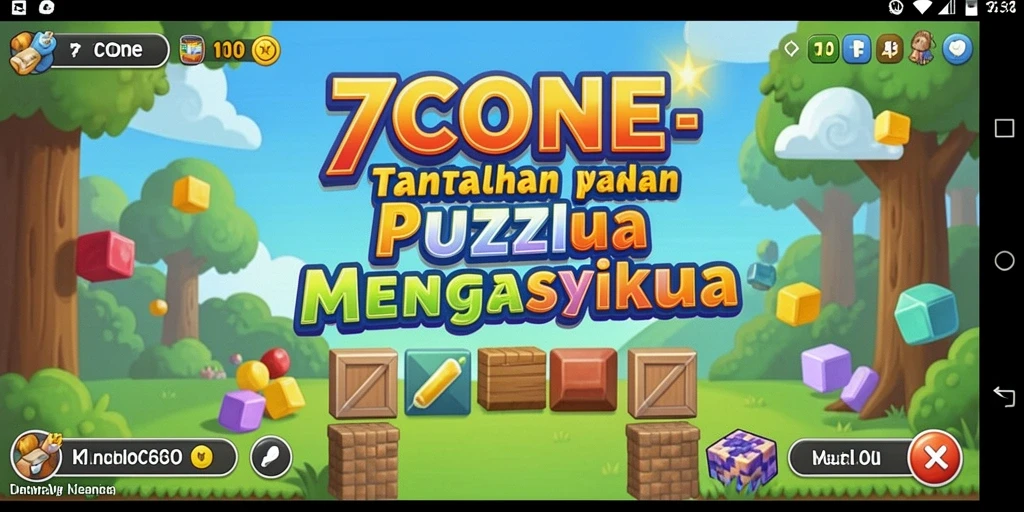 Screenshot gameplay 7CONE menampilkan tantangan puzzle yang seru.