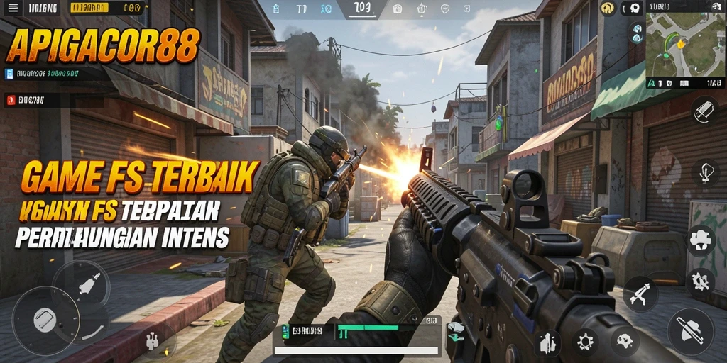 Tampilan gameplay EPIC di APIGACOR88 selama pertempuran FPS.