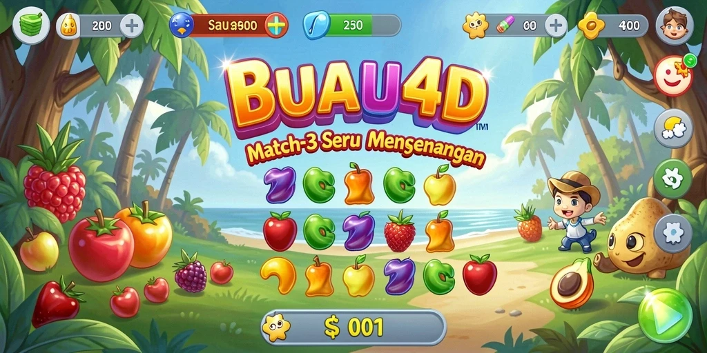 Tampilan menarik saat mencocokkan buah-buahan di BUAH4D.