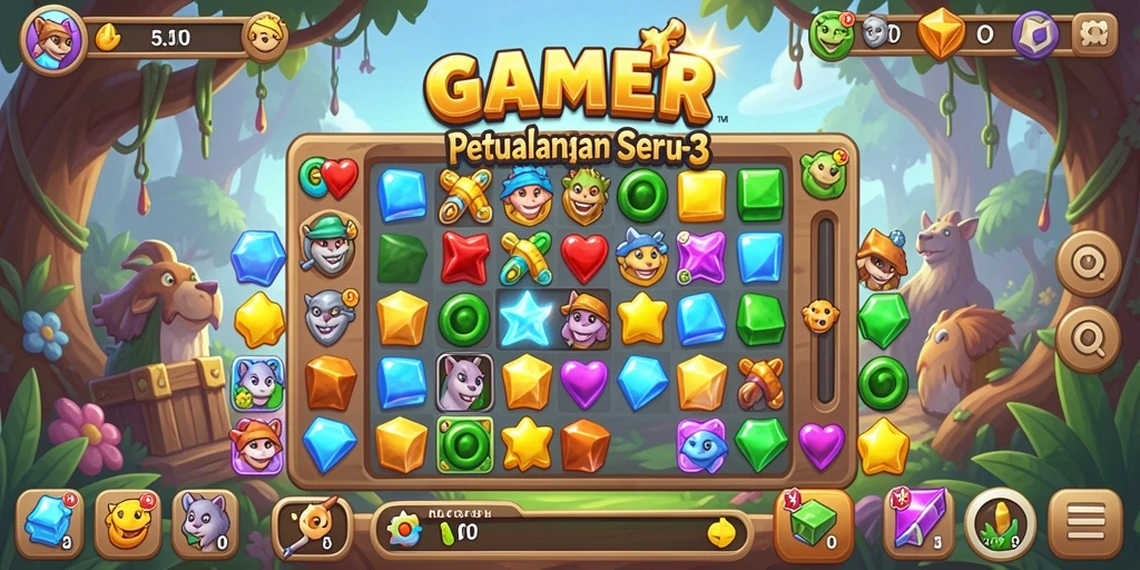 Tampilan gameplay menarik dalam GAMERP, game Match-3 yang penuh warna.