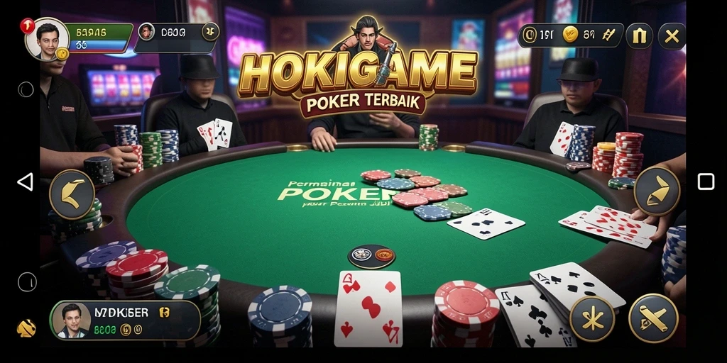 Tampilan gameplay HOKIGAME menampilkan keseruan Poker yang mengasyikkan.