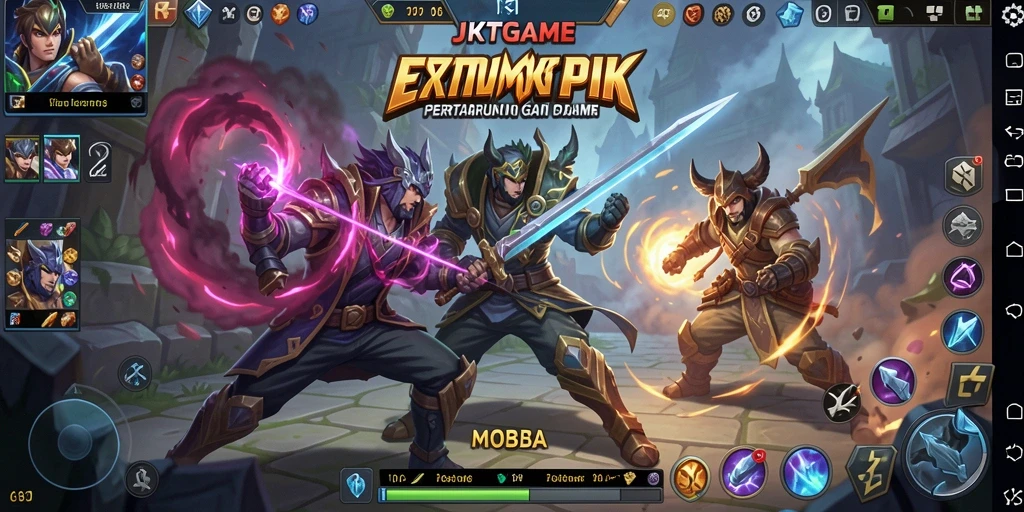 Gameplay MOBA JKTGAME yang mendebarkan dan penuh strategi.