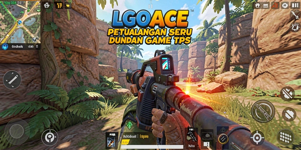 Screenshot gameplay LGOACE menampilkan aksi seru dalam pertempuran TPS.