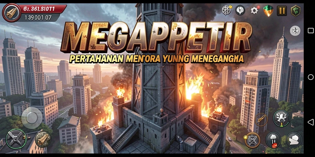 Gameplay menarik dalam MEGAPETIR menampilkan strategi menara yang mendebarkan.