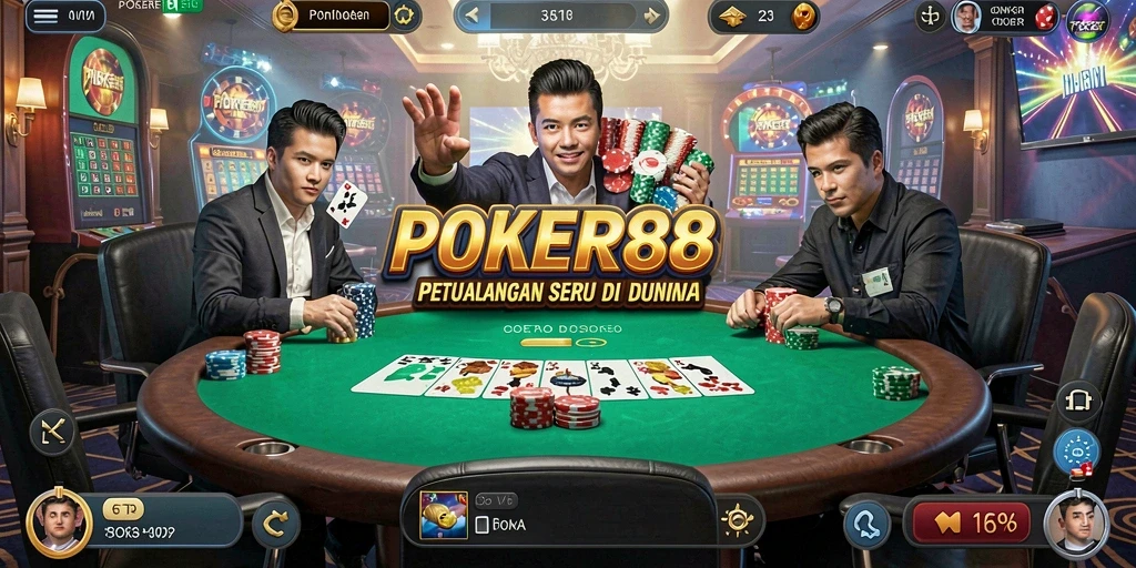 Screenshot menampilkan gameplay seru POKER88 dengan aksi poker yang mendebarkan.