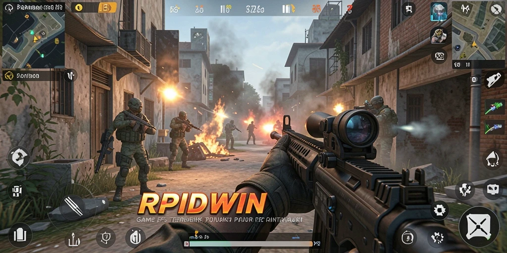 Gameplay mendebarkan dalam pertempuran FPS yang intens.
