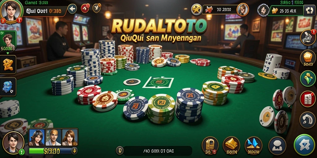 Tampilan layar permainan RUDALTOTO yang menampilkan aksi seru QiuQiu.