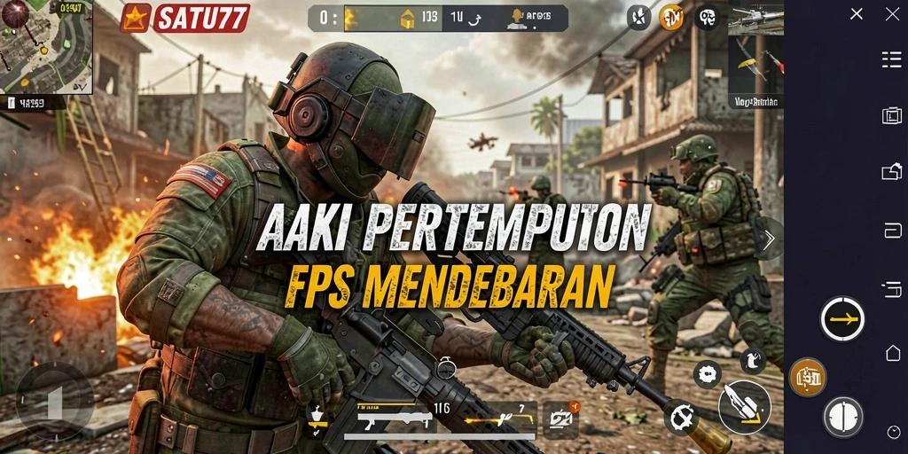 Screenshot SATU77 menampilkan pertempuran fps yang menegangkan dengan grafis tinggi.