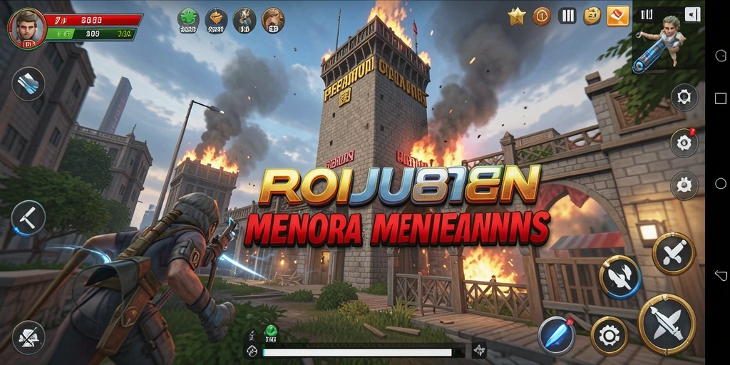 Tampilan gameplay yang penuh aksi dalam Tower Defense.