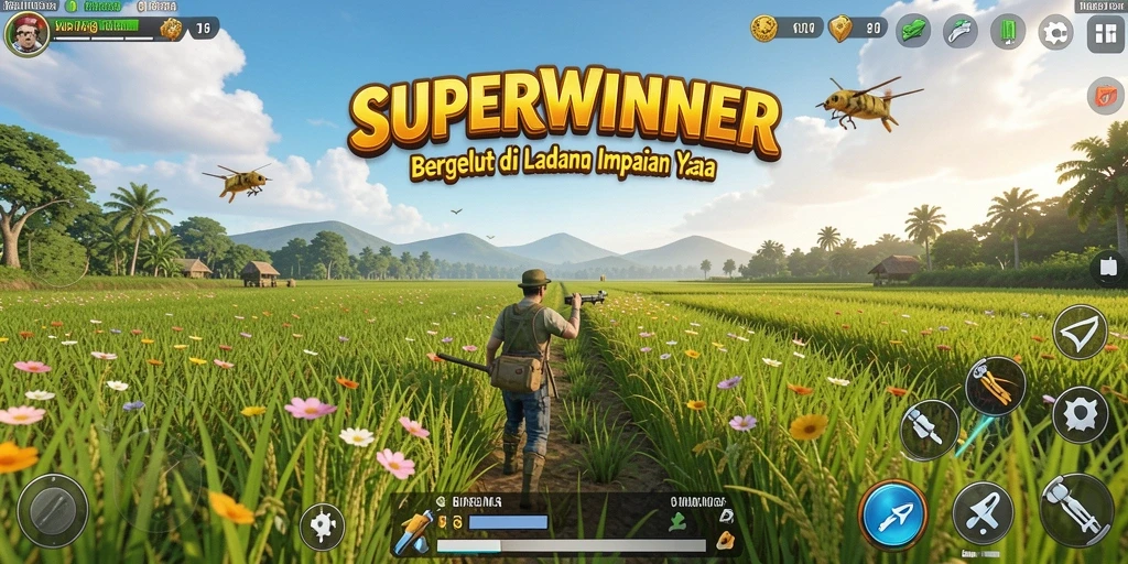 Gameplay menarik dari SUPERWINNER dengan ladang yang berkembang