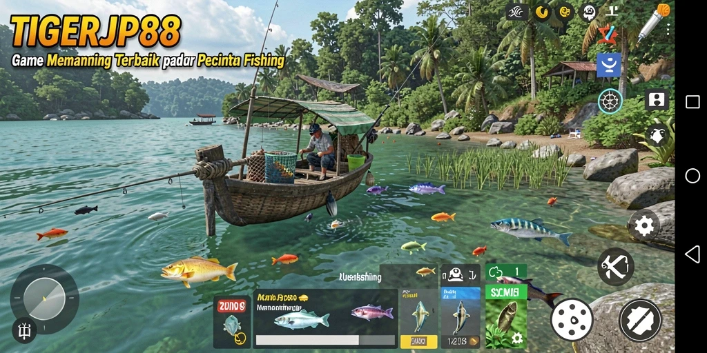 Screenshot gameplay TIGERJP88 yang menampilkan pengalaman memancing yang mendebarkan.