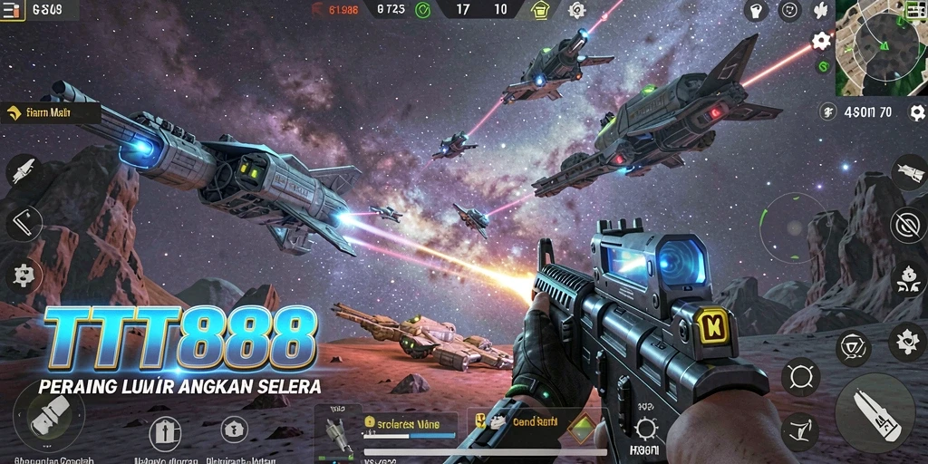 Screenshot gameplay TTT888 menampilkan momen aksi mendebarkan dalam pertempuran FPS.