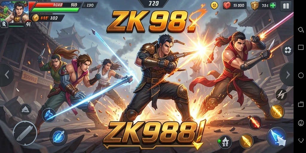 Screenshot gameplay ZK988 yang menampilkan aksi seru dalam pertempuran.
